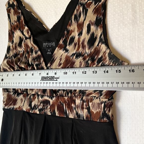 En Focus Studio Women Dress 6 Black Animal Print Fit & Flare Tie Belted - Picture 5 of 9